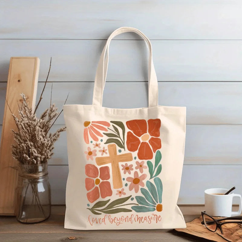 Floral Cross Tote Bag