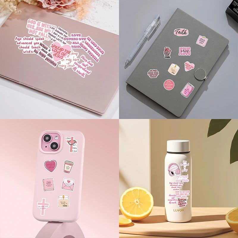 Pink Bible Quote Stickers