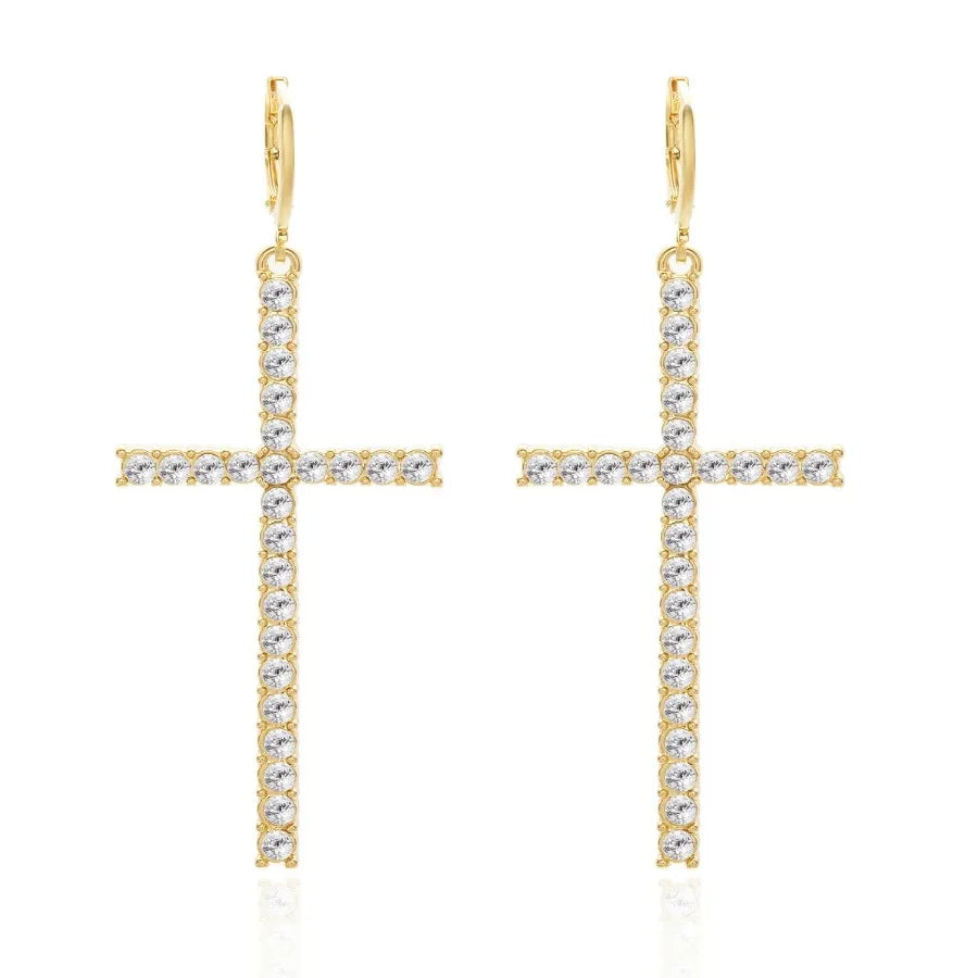 Pearl Cross Earrings