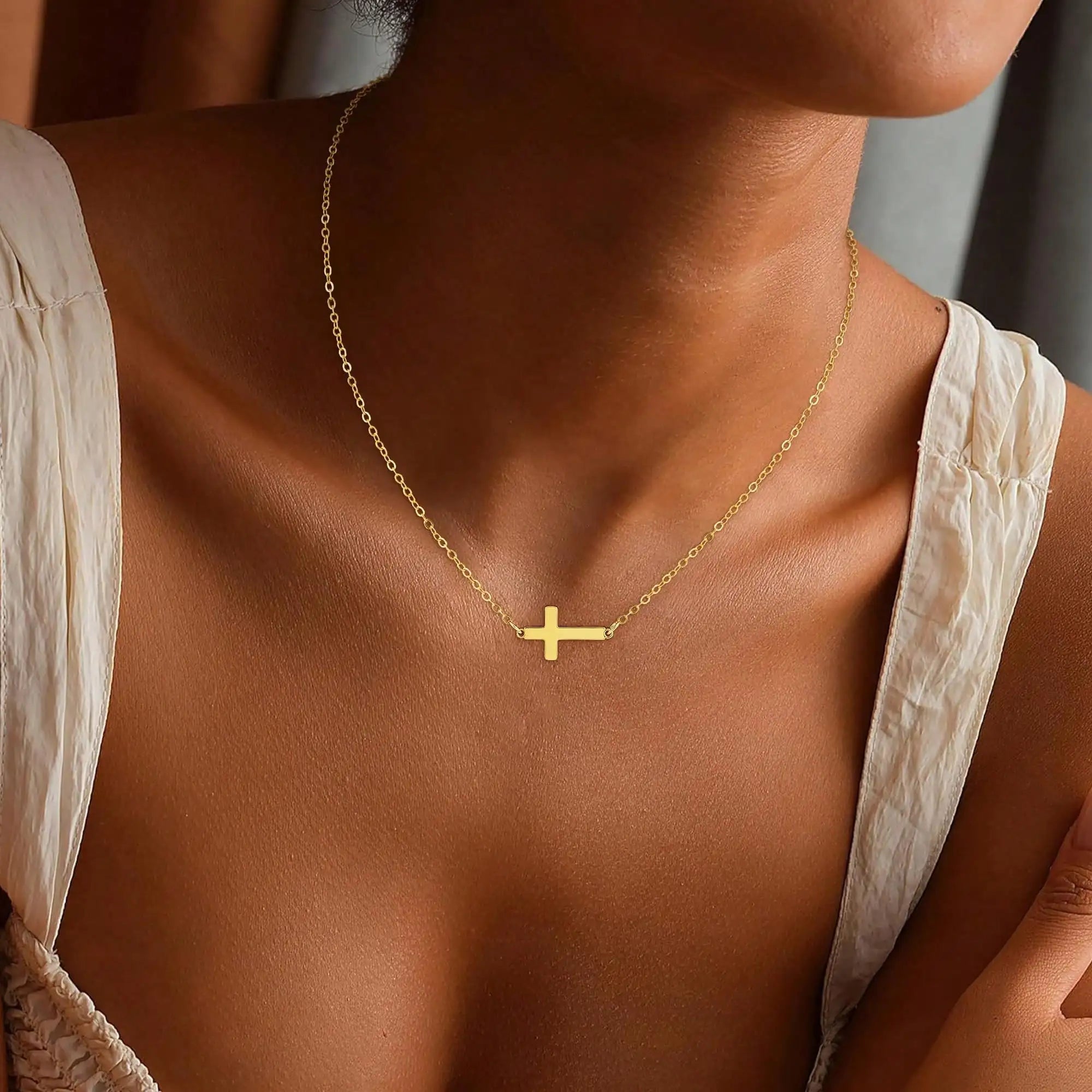 Sideways Cross Necklace