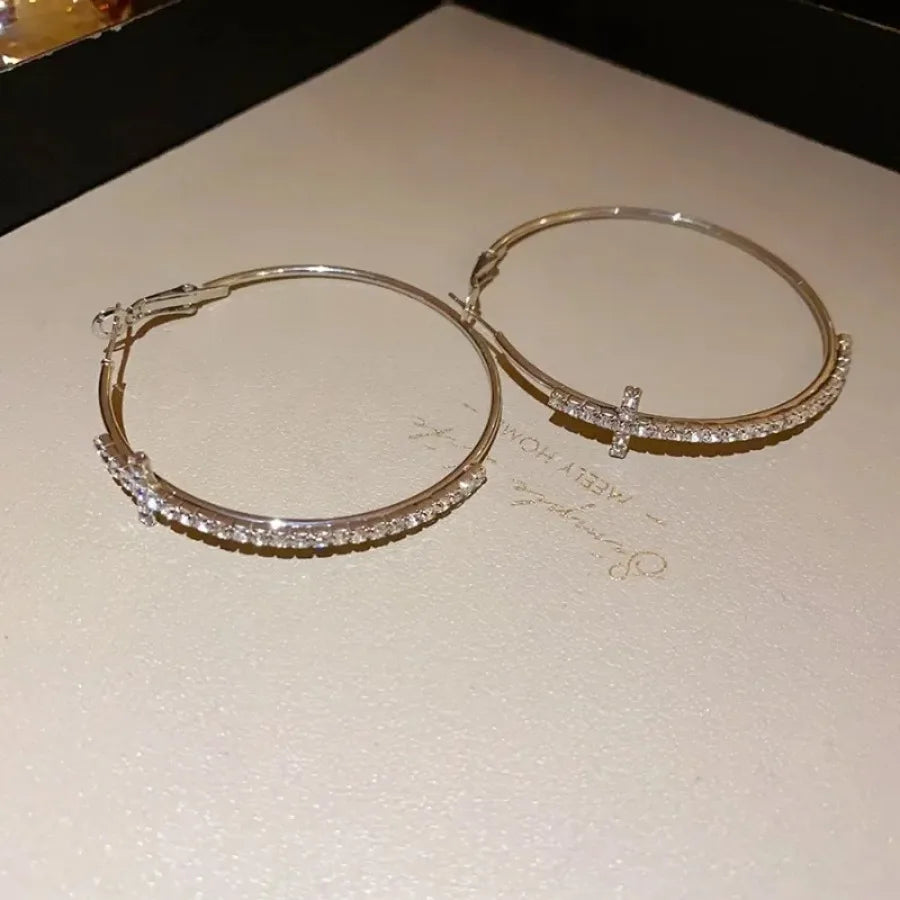 Cross Hoop Earrings