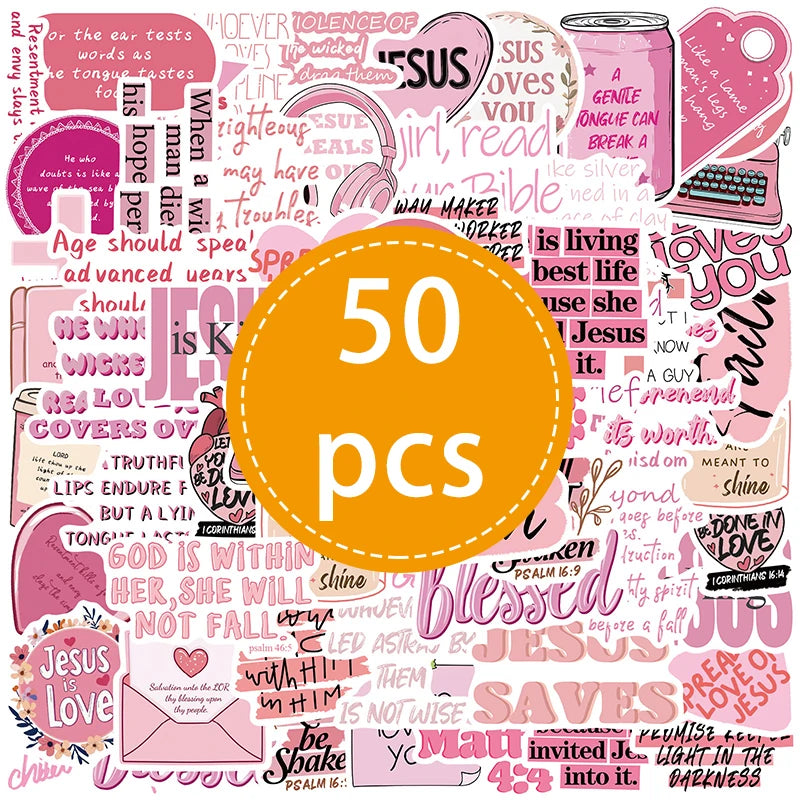 Pink Bible Quote Stickers