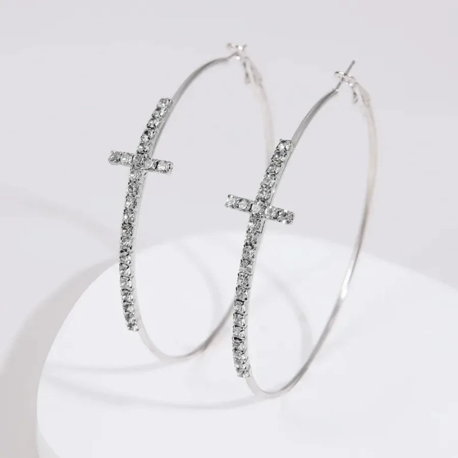 Cross Hoop Earrings