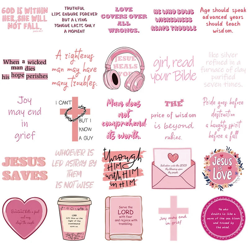 Pink Bible Quote Stickers