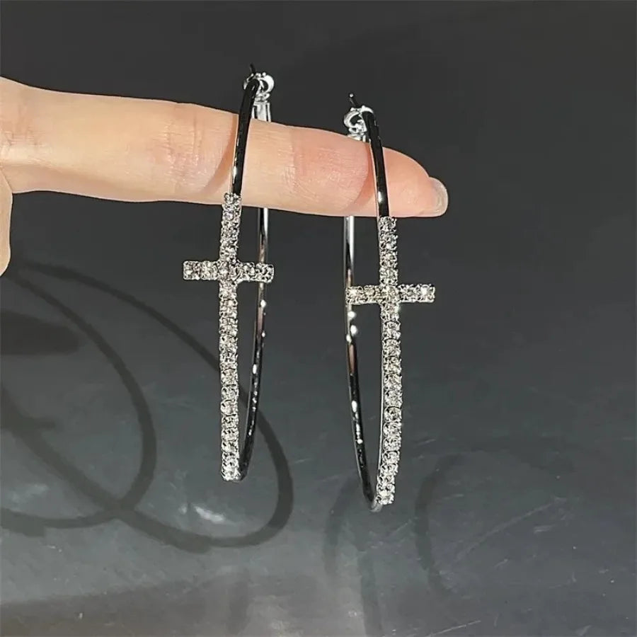 Cross Hoop Earrings