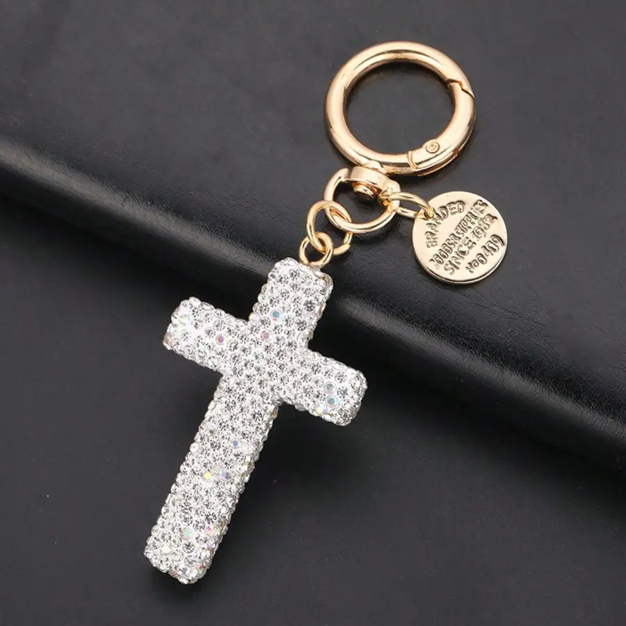 Rhinestone Cross Keychain