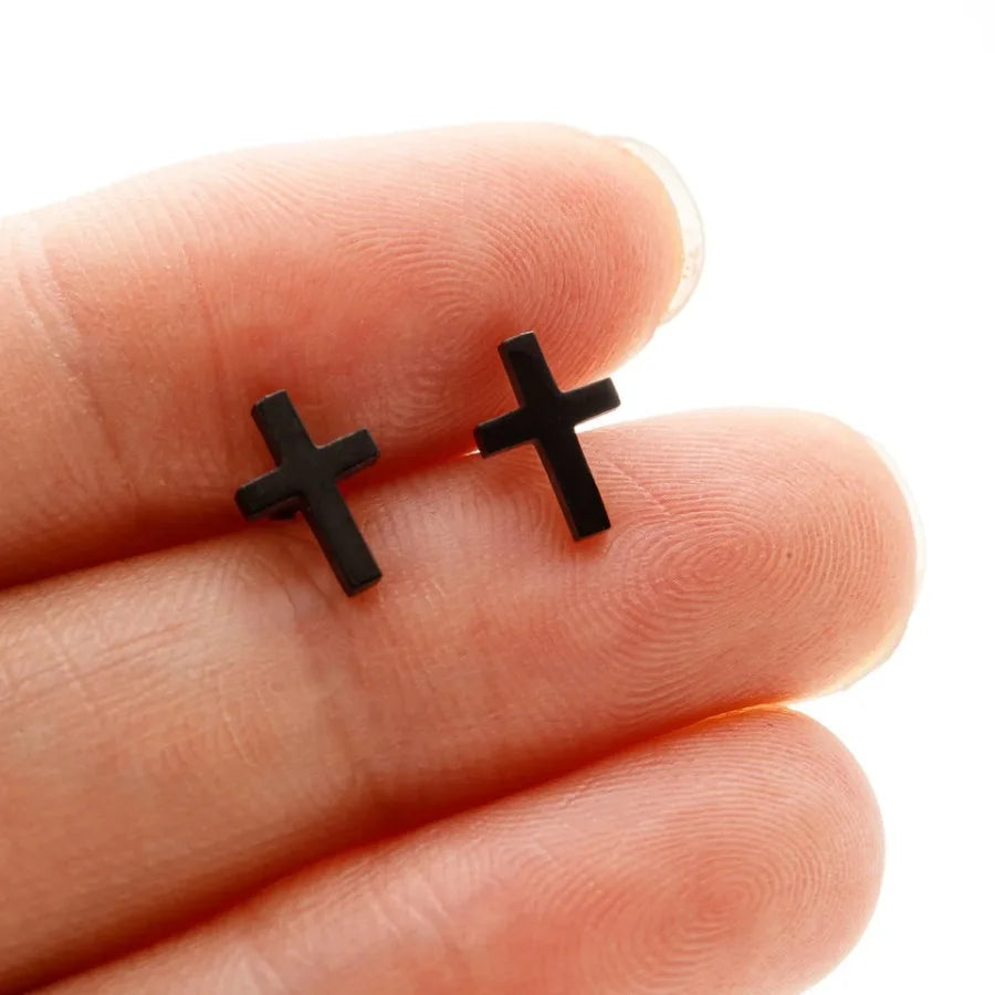 Gold Cross Stud Earrings
