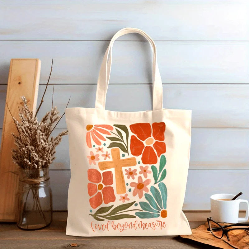 Floral Cross Tote Bag