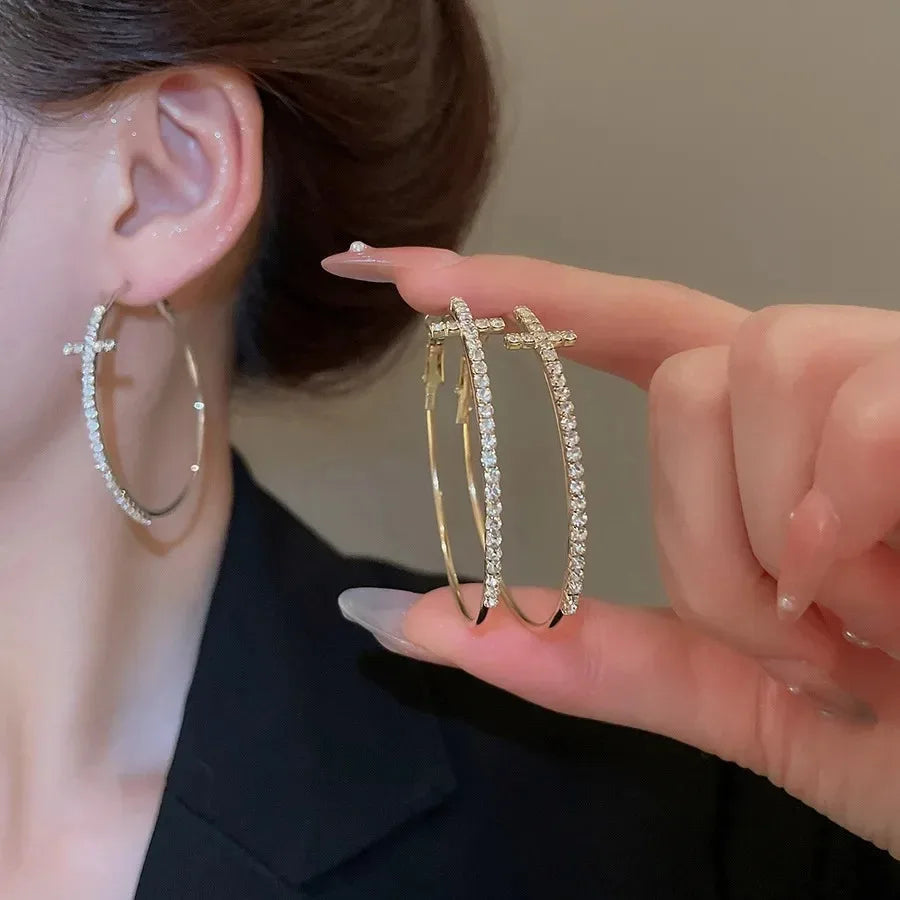 Cross Hoop Earrings