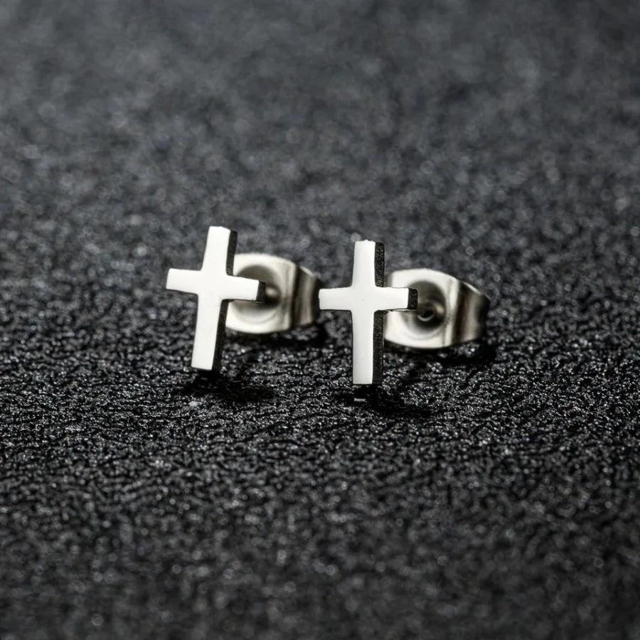 Gold Cross Stud Earrings