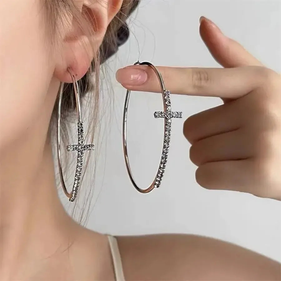 Cross Hoop Earrings