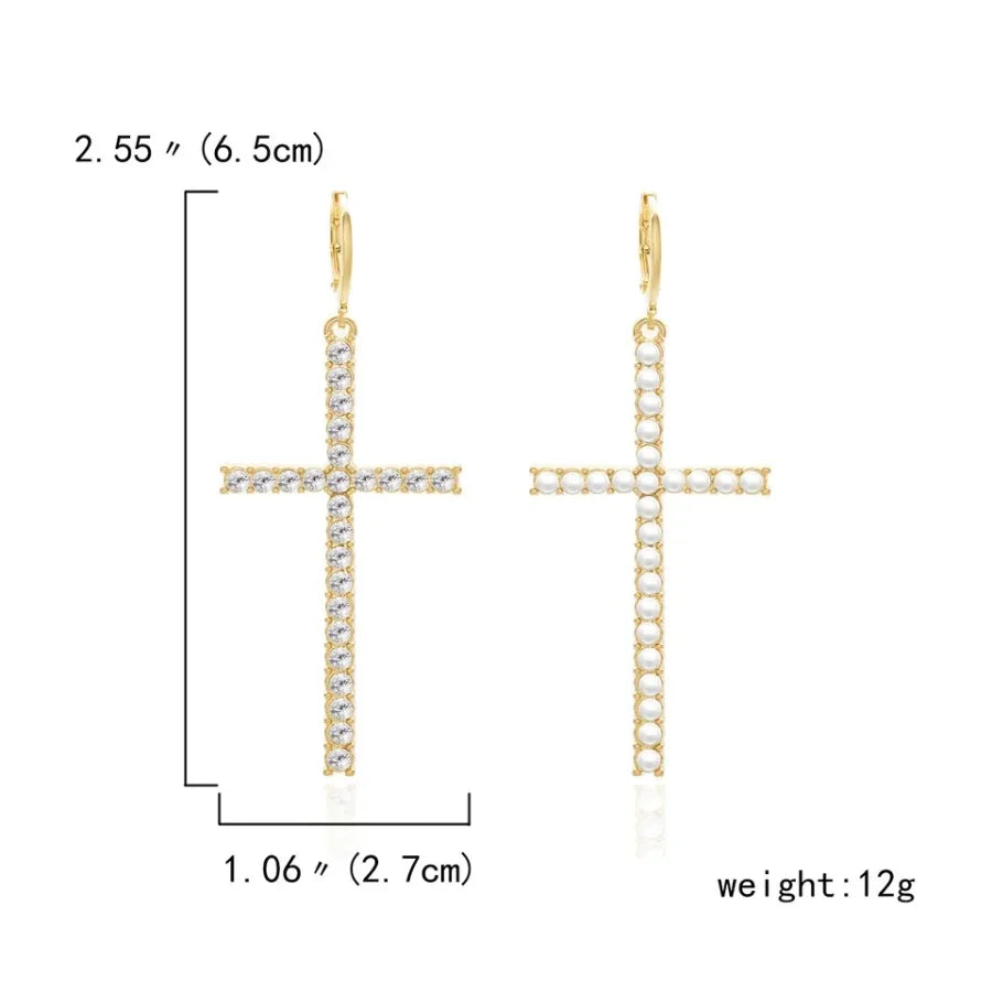 Pearl Cross Earrings