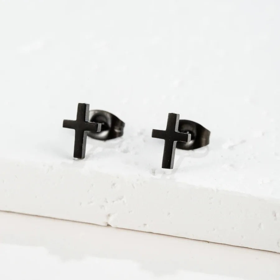 Gold Cross Stud Earrings